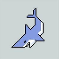 Pixel art illustration Shark. Pixelated Shark. Sea Shark icon pixelated for the pixel art game and icon for website and video game. old school retro. vector