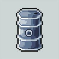 Pixel art illustration Wood steel barrel. Pixelated oil barrel. Wine Barrel icon pixelated for the pixel art game and icon for website and video game. old school retro. vector