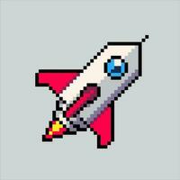 Pixel art illustration Rocket. Pixelated Rocket. Rocket space icon pixelated for the pixel art game and icon for website and video game. old school retro. vector