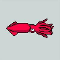 Pixel art illustration Squid. Pixelated Squid. Sea squid icon pixelated for the pixel art game and icon for website and video game. old school retro. vector