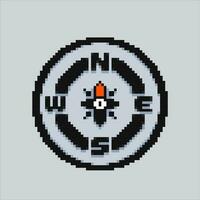 Pixel art illustration compass. Pixelated compass. Compass icon pixelated for the pixel art game and icon for website and video game. old school retro. vector