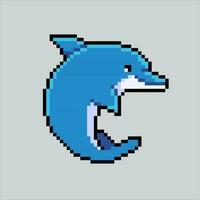 Pixel art illustration Dolphin. Pixelated coral. Sea dolphin mammal coral icon pixelated for the pixel art game and icon for website and video game. old school retro. vector