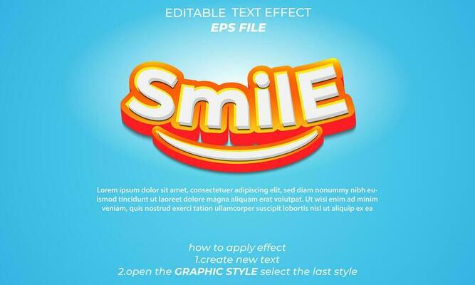 smile text effect, typography, 3d text