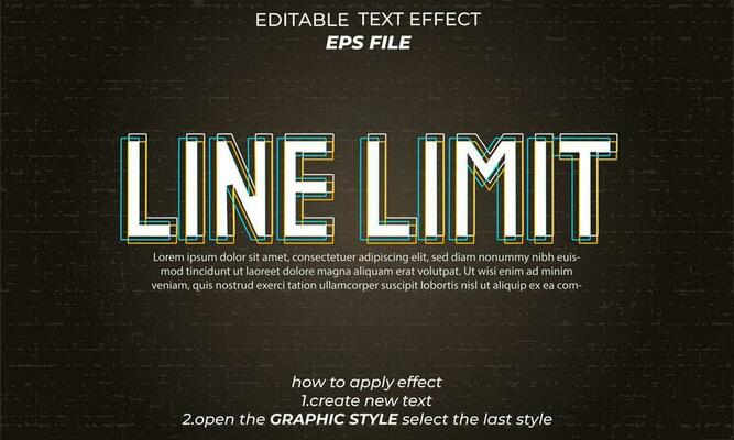 line limit text effect, font editable, typography, 3d text