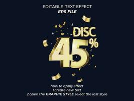 45 percent text effect, typography, 3d text. vector template