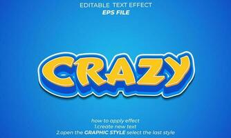 crazy text effect, font editable, typography, 3d text. vector template