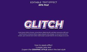 3d Glitch Text Effect Stylist Typography Stock Vector (Royalty