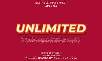 unlimited text effect, typography, 3d text vector