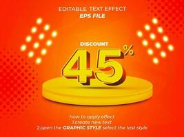 45 percent text effect, typography, 3d text. vector template