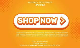 shop now effect, font editable, typography, 3d text. vector template