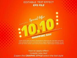 10.10 shopping day anniversary text effect, 3d text, editable for commercial promotion vector