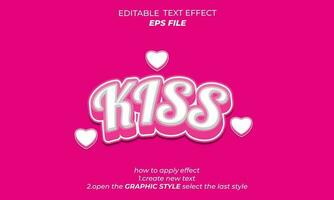 kiss text effect, typography, 3d text vector