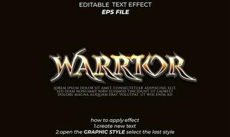 warrior text effect, typography, 3d text vector