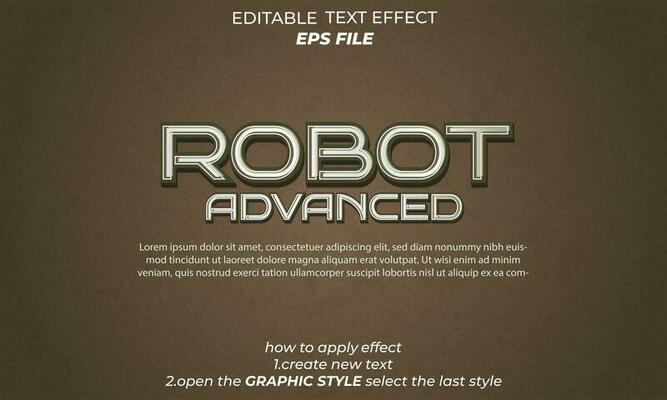 robot text effect, typography, 3d text