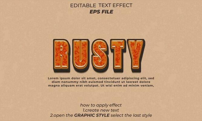 rusty text effect, typography, 3d text