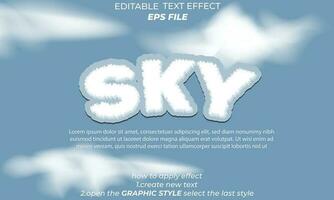 sky text effect, font editable, typography, 3d text. vector template