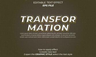 tranformation text effect, typography, 3d text vector