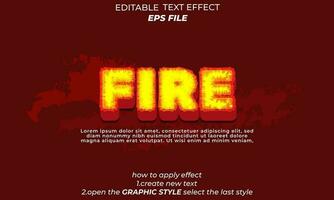 fire text effect, font editable, typography, 3d text. vector template