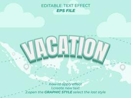 vacation text effect, font editable, typography, 3d text. vector template