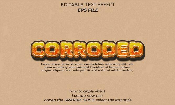 corroded text effect, typography, 3d text