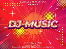 dj music text effect, font editable, typography, 3d text. vector template