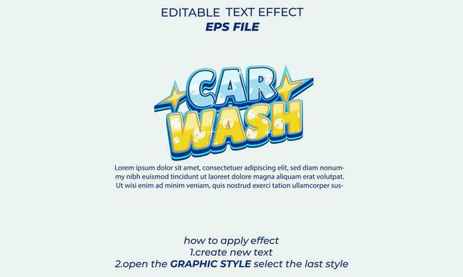 car wash text effect typography, 3d text