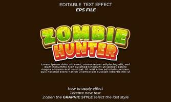 zombie hunter text effect, typography, 3d text vector