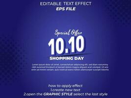 10.10 shopping day anniversary text effect, 3d text, editable for commercial promotion vector