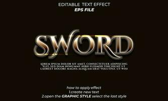 espada texto efecto, tipografía, 3d texto vector