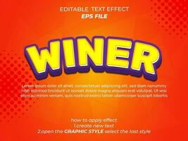 winer text effect typography, 3d text. vector template