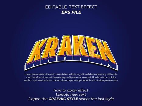 kraken texto efecto, tipografía, 3d texto. vector modelo