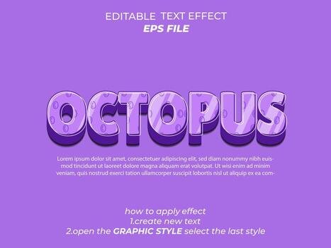 ocotpus text effect, typography, 3d text. vector template