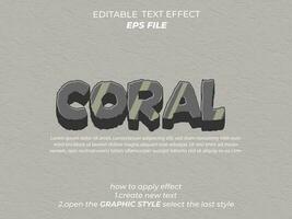 coral text effect, typography, 3d text. vector template