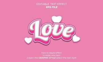 love text effect, font editable, typography, 3d text. vector template