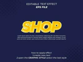 tienda texto efecto tipografía, 3d texto. vector modelo