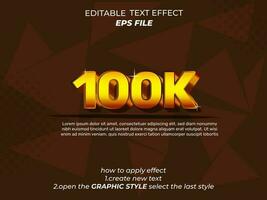 100ktext effect typography, 3d text. vector template