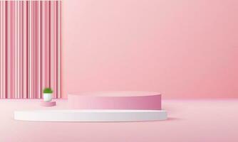 3d geometric pink podium with copy space area, for product display, product placement, mockup. vector template