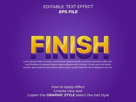 finish text effect typography, 3d text. vector template