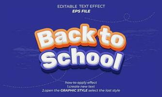 back to school text effect, typography. vector template