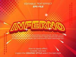 inferno text effect, typography, 3d text. vector template