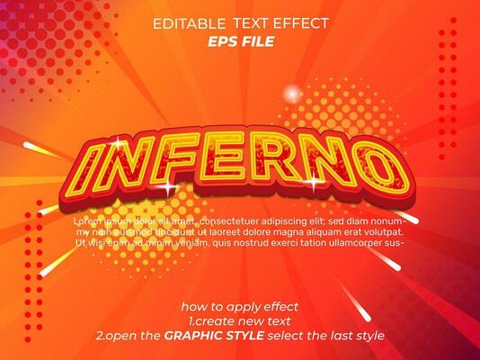 inferno text effect, typography, 3d text. vector template