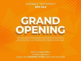 grand opening text effect, font editable, typography, 3d text. vector template