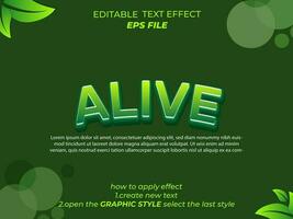 alive text effect, typography, 3d text. vector template