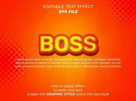 boss text effect, typography, 3d text. vector template