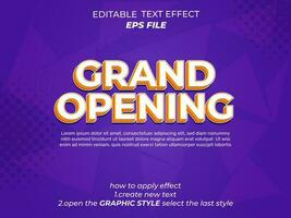 grand opening text effect, typography, 3d text. vector template