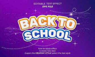 back to school text effect, typography. vector template