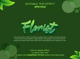 florist text effect typography, 3d text. vector template