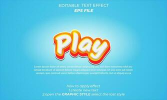 play text effect typography, 3d text. vector template