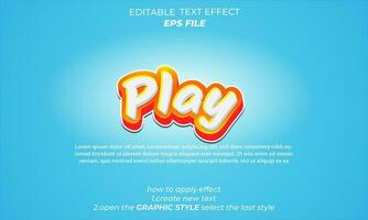 play text effect typography, 3d text. vector template