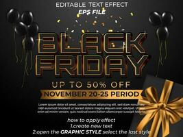 black friday text effect typography, 3d text. vector template